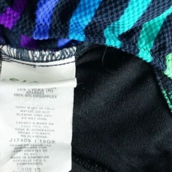 Orvis Swimsuit Women's 12 One Piece Striped Multicolor Shorts Tank Ribbed Modest - Picture 5 of 5